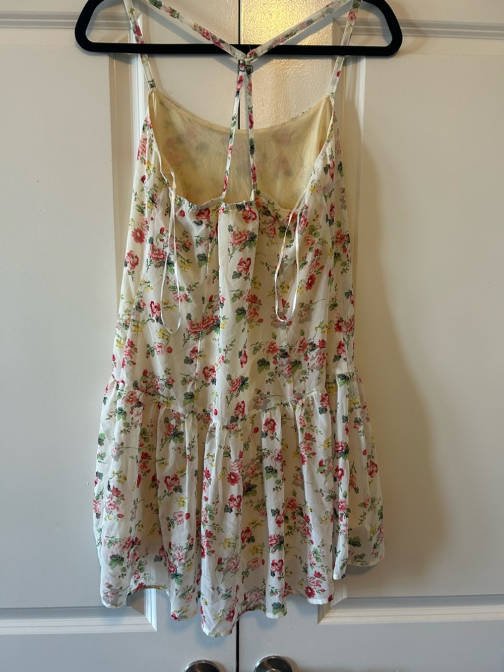 *FREE SHIPPING* Hem & Thread Cream Floral Sundress with Pink & Green Accents - Picture 2 of 3